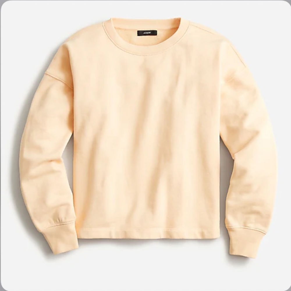 NWT J. Crew Women's University Terry Cropped Crewneck Sweatshirt - Misty Apricot